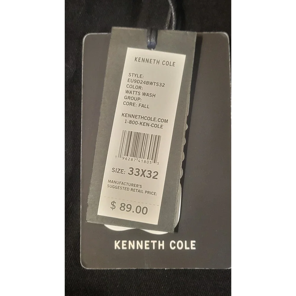 Kenneth Cole Mens Slim Fit Jeans 33x32 Watts Wash Black Stretch EU9D24BWTS32
